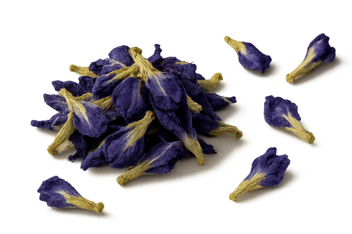 image of 1 small pile with scattered Butterfly pea flower with transparent background