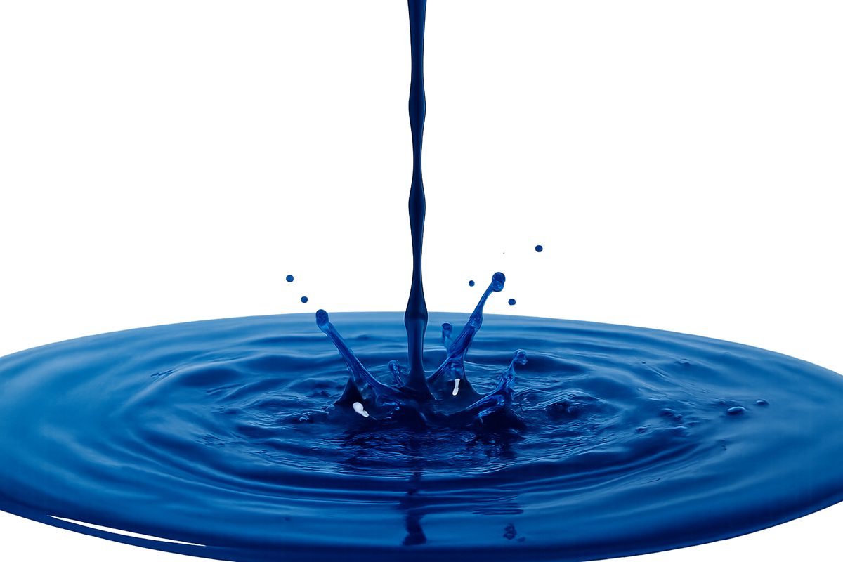 pool of methylene blue with a stream of methylene blue dripping in the pool with transparent background